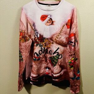 Ugly Christmas Sweatshirt Printed‎ Hairy Chest Tattoos Cat Lightweight Size 2XL